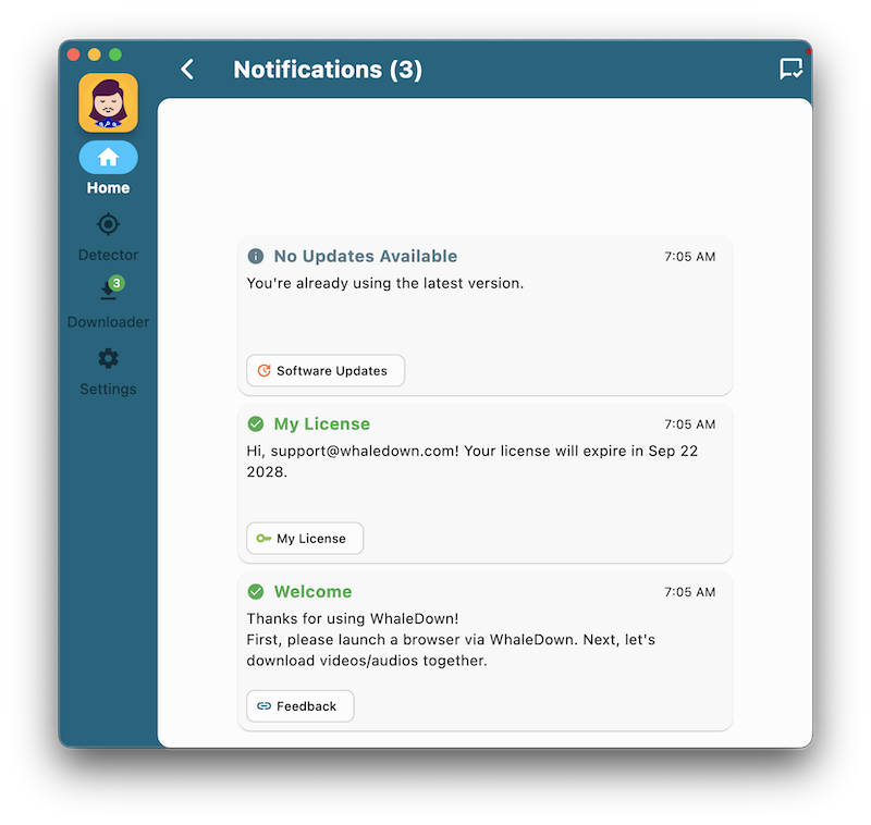 Notifications screen